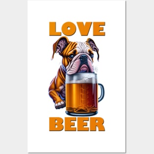 Cute Bulldog With A beer Mug Posters and Art